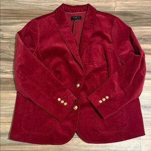 Talbots Woman Blazer Jacket Corduroy Red Gold Buttons Christmas Preppy 18W